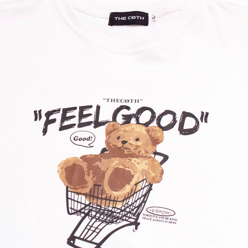 Áo Thun Nữ Form Rộng in hình gấu Feel Good cực đẹp, chất liệu Cotton cao cấp Thương Hiệu The Coth  AT1U1016
