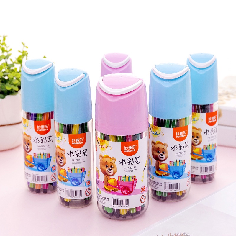 Bộ bút màu nước 12 màu cho bé hộp màu nước dễ thương cho bé tập tô CREAMY BM02