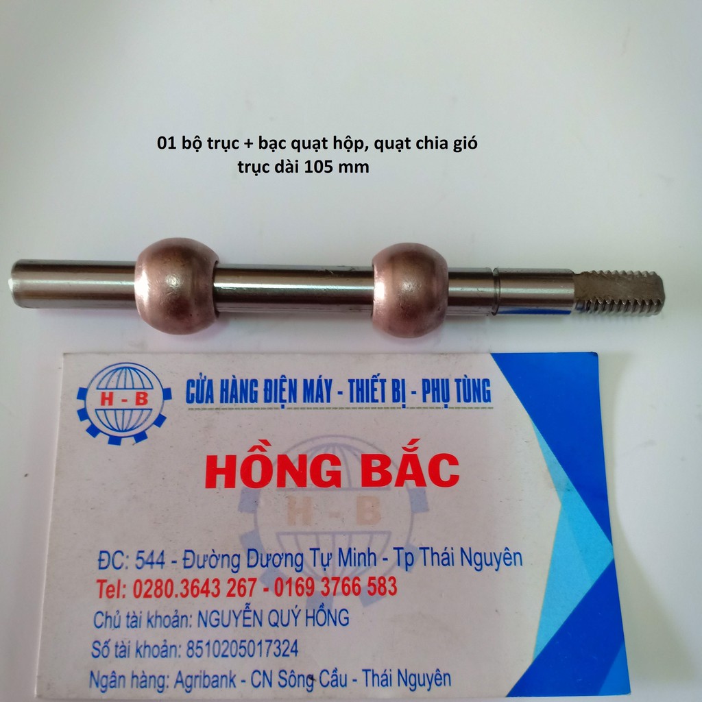 1 bộ trục -bạc quạt hộp, quạt chia gió - trục dài 105mm