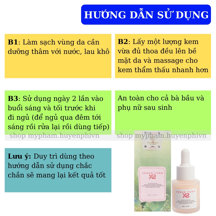 Serum thâm X2 Huyền Phi khử thâm nách thâm bẹn thâm body hiệu quả giúp da trắng sáng tự nhiên 20ml