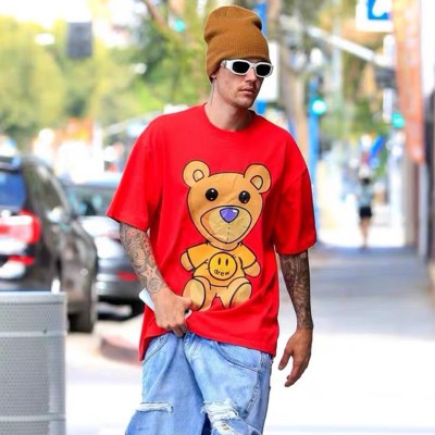 DREW HOUSE 2021ss Smiley Bear Print Justin Bieber The same casual loose short-sleeved T-shirt