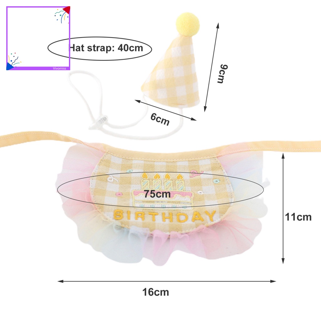 [VM] Set Khăn Choàng Cổ + Nón + Yếm Ăn Sinh Nhật Không Phai Màu Cho Thú Cưng
