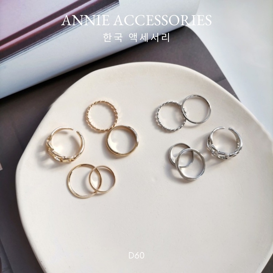 Set 5 nhẫn mắt xích thời trang cá tính unisex ANNIE - D60