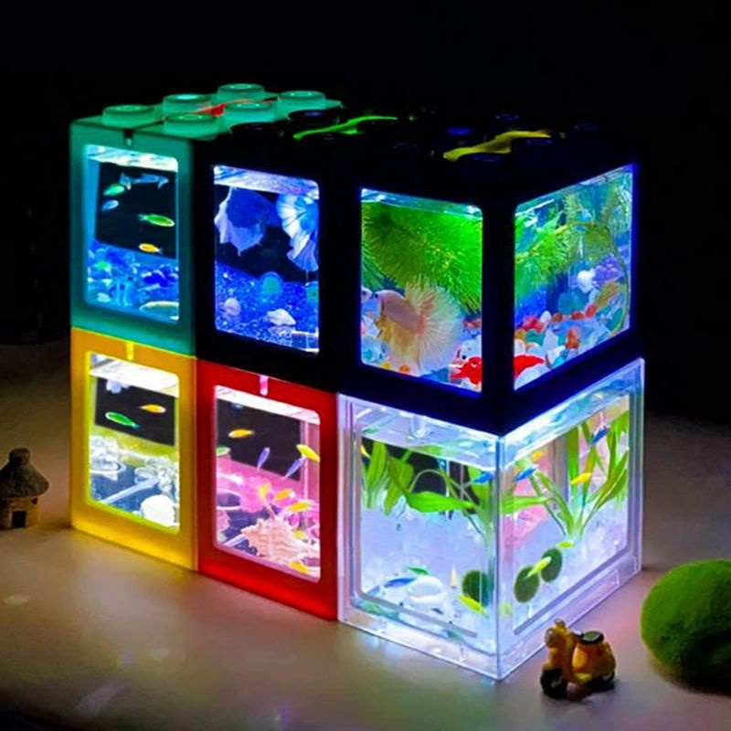 Bể Cá Mini Lắp Ghép Lego | Bể Betta Siêu Trong có thể dùng nuôi Bò Sát, trang trí tiểu cảnh Marimo