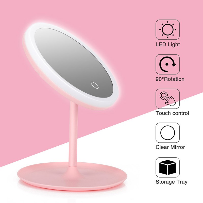 Gương Trang Điểm Mini Có Đèn Led Có Thể Gập Lại Tiện Dụng