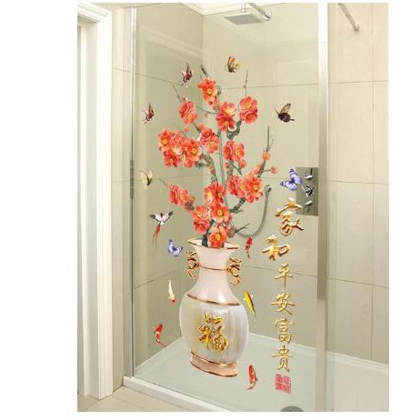 Decal bình hoa trang trí 3D khổ lớn 1,5m2 2.(60.90)