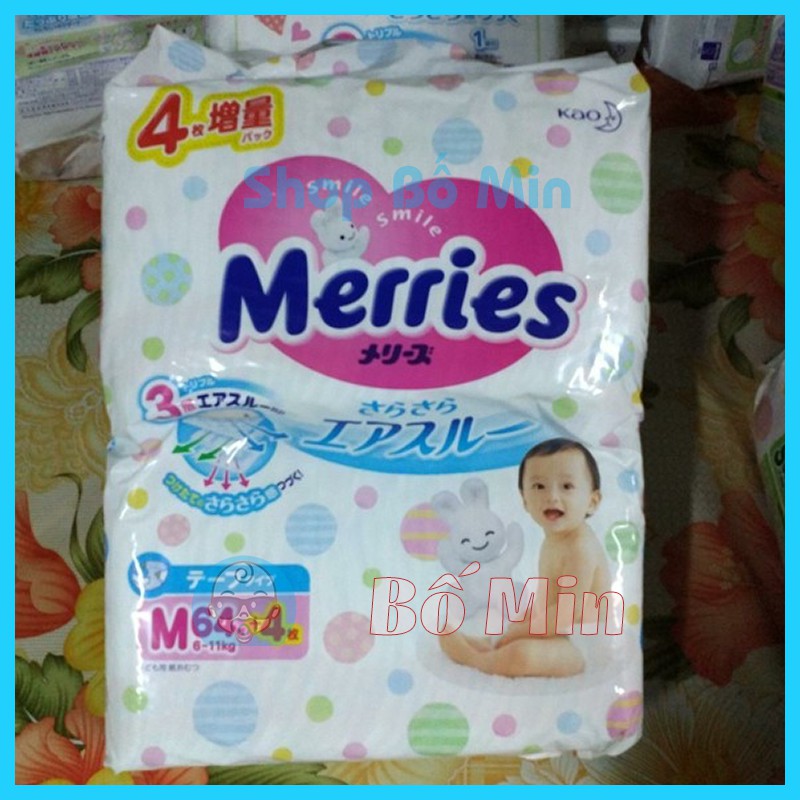 Bỉm Merries Cộng Miếng Nội Địa Nhật Dán/Quần FULL Size M76/L64/S80/M74/L56/XL50/XXl32[ Shop Bố Min ]