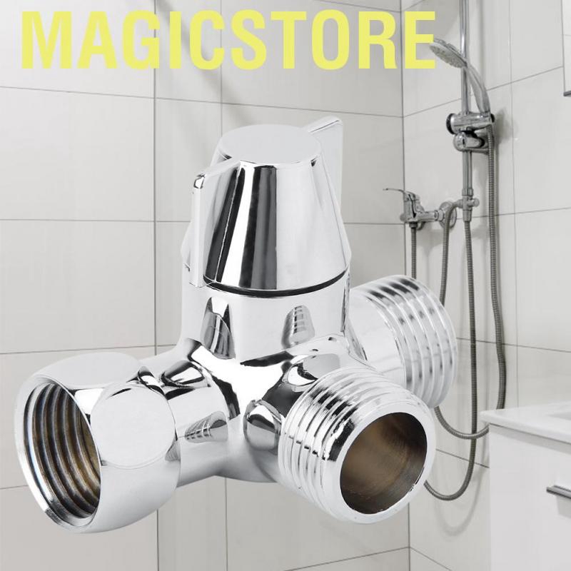 Magicstore Bathroom Angle Valve Brass T-shaped 3-Way Shower Arm Diverter for Toilet Bidet Sprayer G1/2&quot;