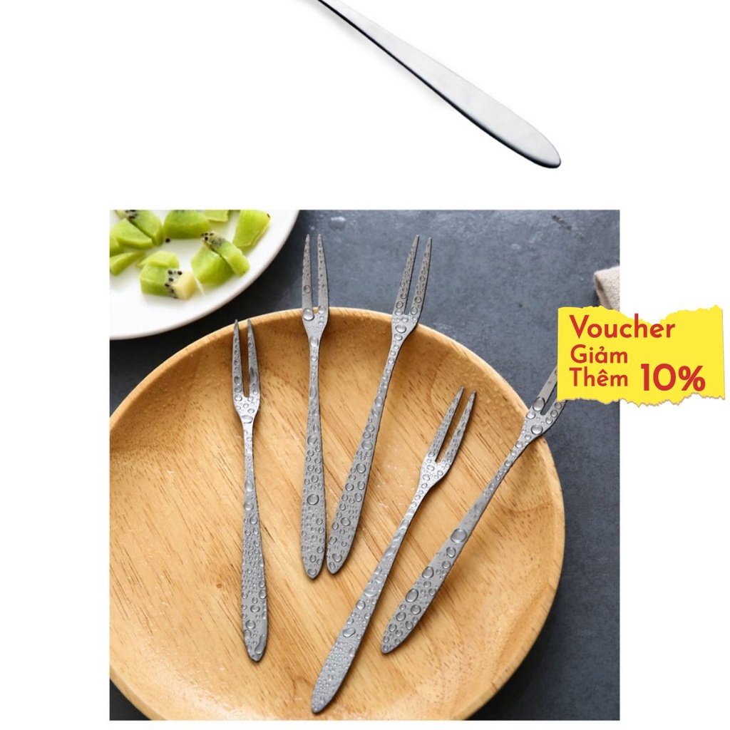 Nĩa xiên hoa quả, đồ ăn bằng inox loại 2 mũi SUSU SHOP DEAL 1K