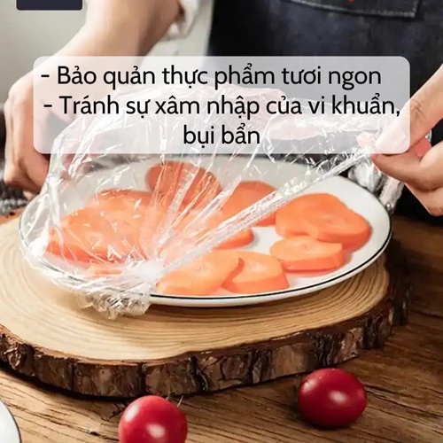 [Set 100 chiếc] Túi bọc thực phẩm ☘ Màng bọc thức ăn co giãn nilon PE bo chun siêu dai tái sử dụng an toàn tiện lợi