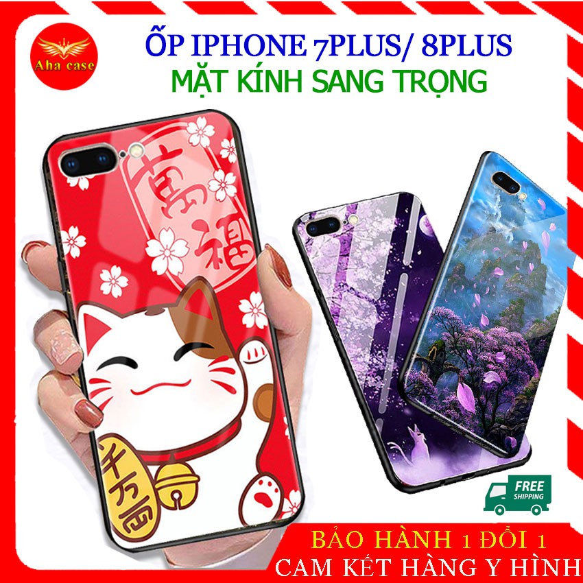 [Freeship] Ốp Lưng Iphone 7 Plus / 8 Plus - Ốp điện thoại ip 7plus, 8plus mặt kính in 3D sang trọng đẹp lạ