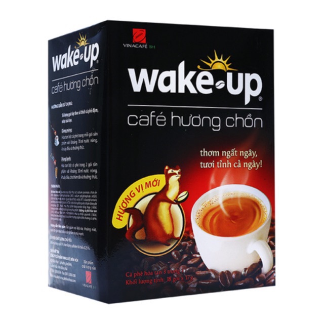 CÀ PHÊ/ CAFE HOÀ TAN WAKE UP HƯƠNG CHỒN HỘP 18 GÓI