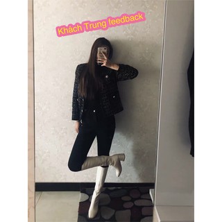 Boots lửng Ulzzang cổ cao gót vuông 6cm