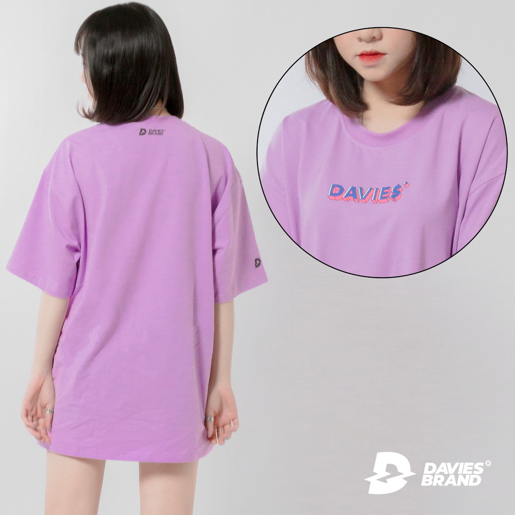 [Mã FADIRECT20 giảm 20K đơn từ 150K] Áo thun nữ tay lỡ màu tím Davies brand - Violet Led Text Tee