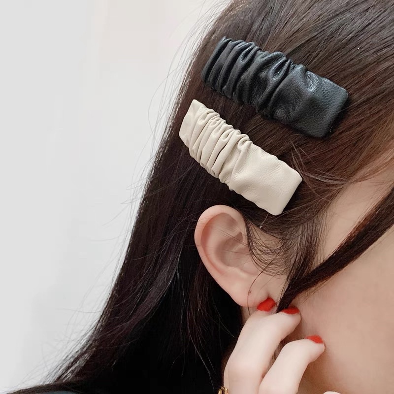 Kẹp tóc nhún vải da vintage
