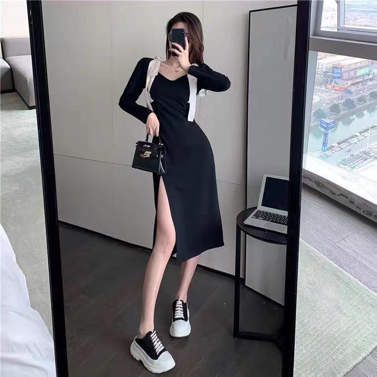 đầm đen đầm dài váy thiết kế cao cấp váy xẻ tà đầm vintage đầm bigsize nữ đầm đi tiệc váy tiểu thư sang chảnh váy nữ xinh đầm tay dài