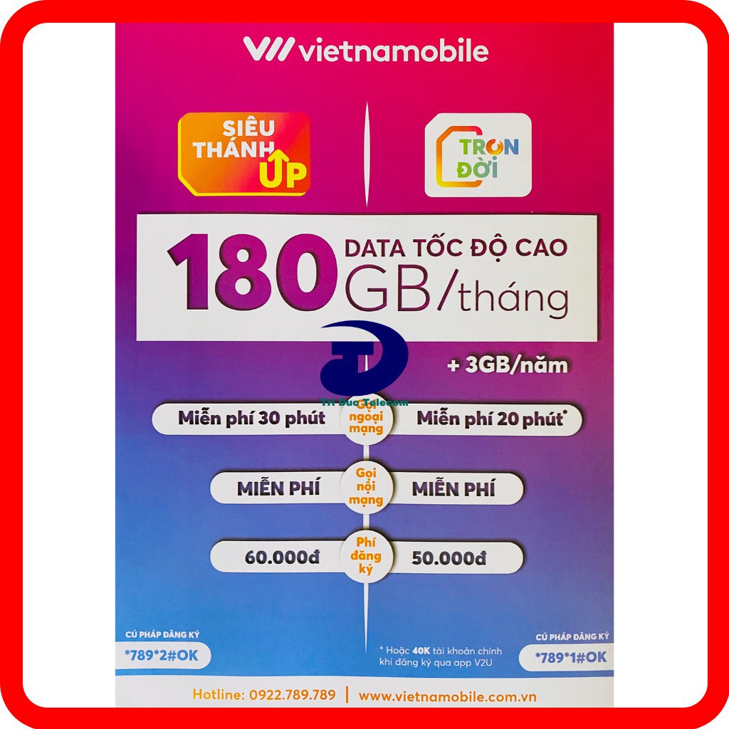 [G01] Thánh Sim 4G Vietnamobile Siêu Thánh Up & Trọn Đời Có 6Gb/Ngày - Gọi Miễn Phí - Không Giới Hạn Dung Lượng-Giá Siêu