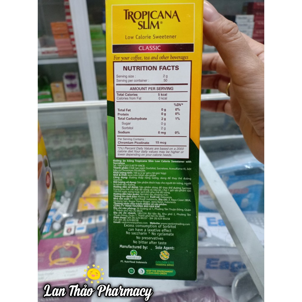 [CHÍNH HÃNG] Đường Bắp Ăn Kiêng Tropicana Slim Classic Sucraslose (50 gói x 2g)