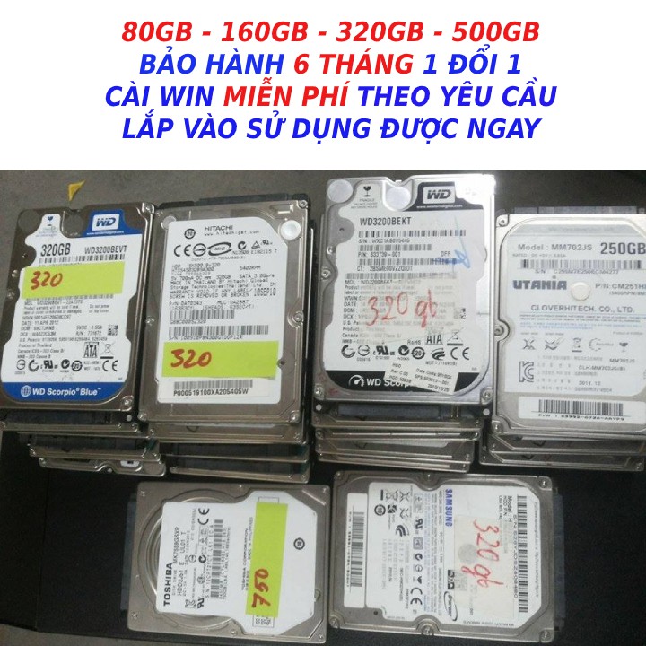 Ổ cứng laptop 500GB 250GB 160Gb 120GB HDD 160gb HDD 120GB HDD 250GB HDD 500GB hàng kho rã máy bảo hành 6 tháng