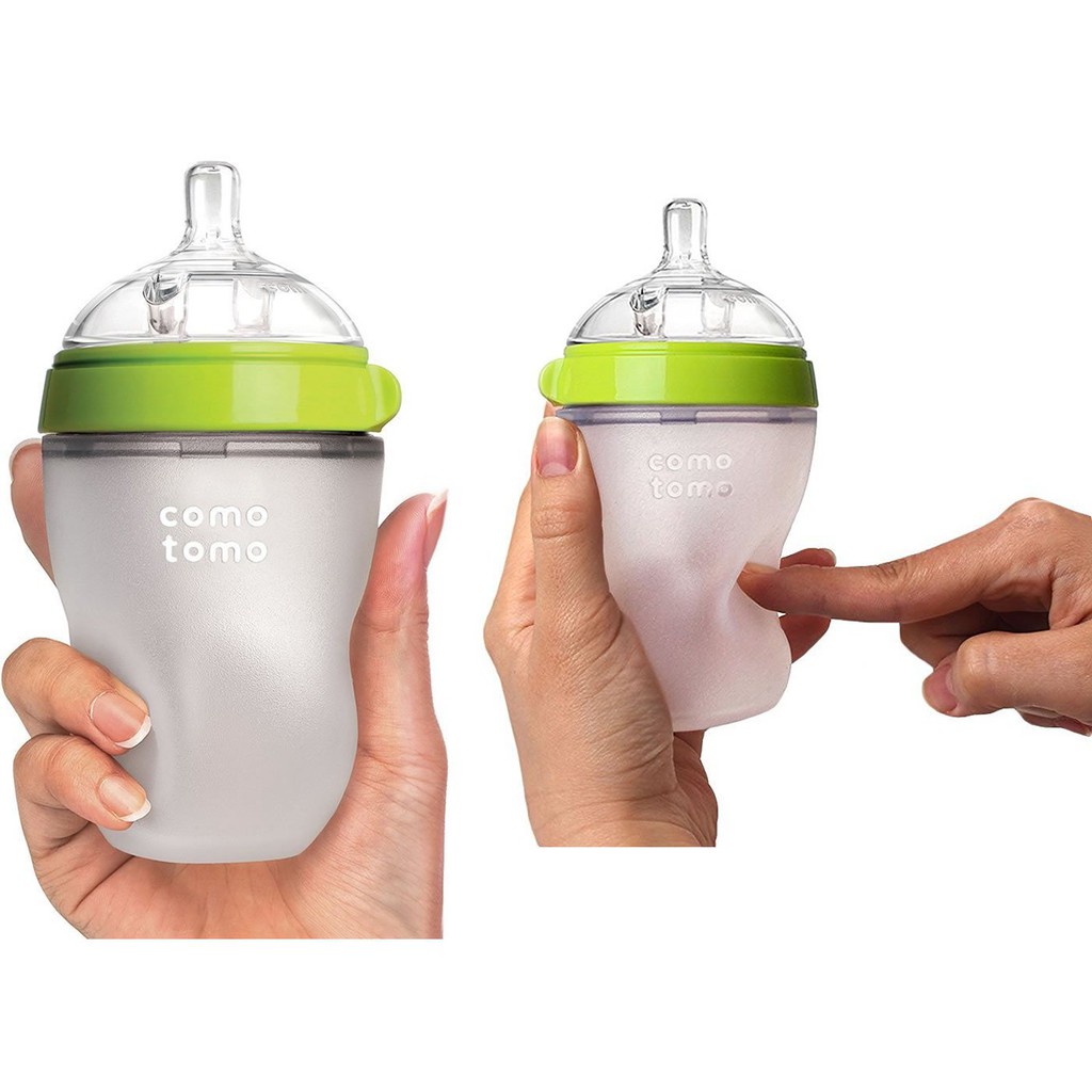 Bình Sữa Comotomo silicone siêu mềm Cho Bé Chống Sặc 150ml 250ml [Hàng Chính Hãng check HiddenTag] Tặng tay cầm