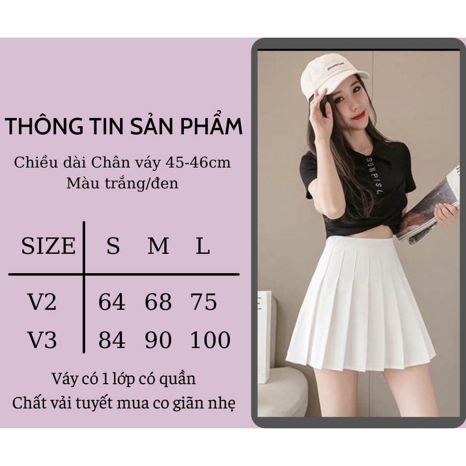 Chân Váy Ngắn Xếp Ly Tennis Trắng Đen Dáng Chữ A Hàn Quốc Cao Cấp Ulzzang Dáng Xòe Ôm Body Đẹp SANMAY CV003 | BigBuy360 - bigbuy360.vn