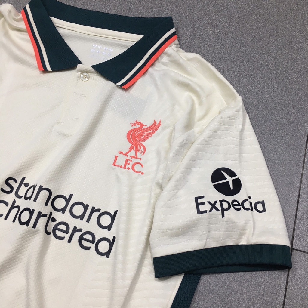 Bộ quần áo đá banh CLB Liverpool vàng kem sân khách 2022 - Hàng FEX thái cao cấp