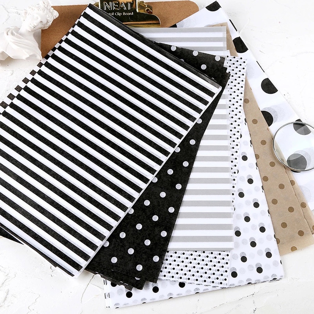 Set 100 tờ giấy A5 nhiều màu làm giấy gói hàng thủ công họa tiết chấm bi/ hoa