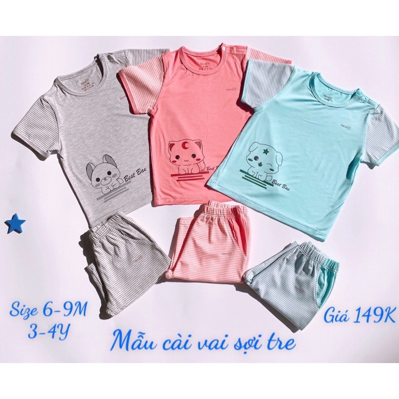 Bons99 - Bộ cộc cài vai sợi tre kẻ BONBB022.1