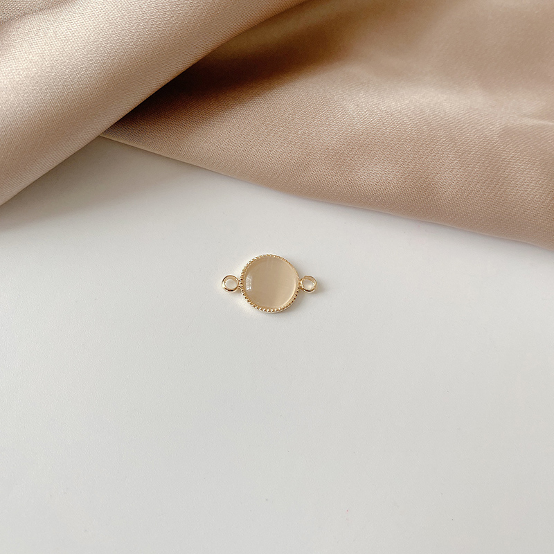 Bông Tai Hình Tròn Đính Đá Opal 14K Phong Cách Retro Nhật Bản diy