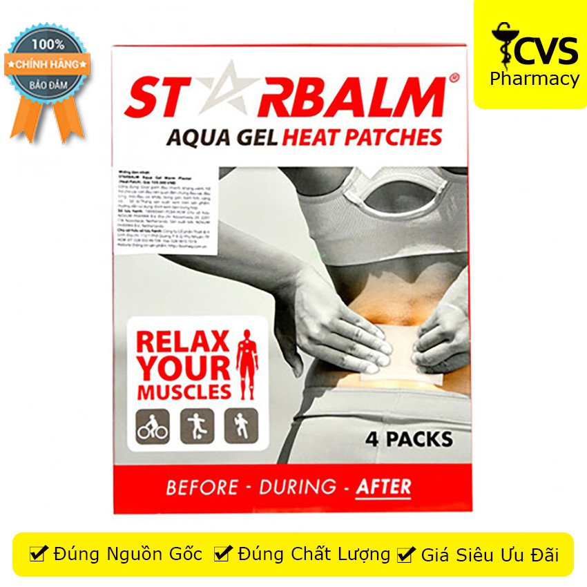 Miếng Dán Nhiệt Starbalm Aqua Gel Heat Patches (Hộp 4 miếng) - Giảm Nhức Mỏi Cơ Bắp - cvspharmacy