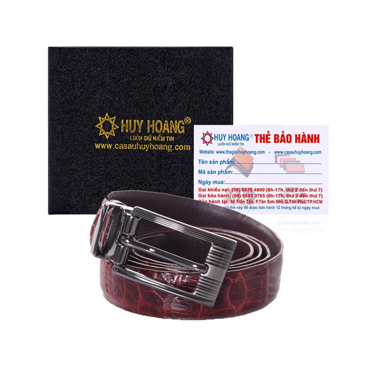 Thắt lưng nữ da cá sấu Huy Hoàng màu nâu-HF5202