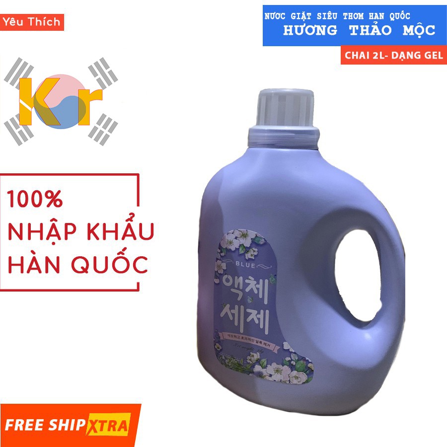 Nước giặt ♥️FREE SHIP♥️ Blue hương Thảo Mộc chai 2l - dạng gel siêu đậm đặc hương thơm dịu nhẹ