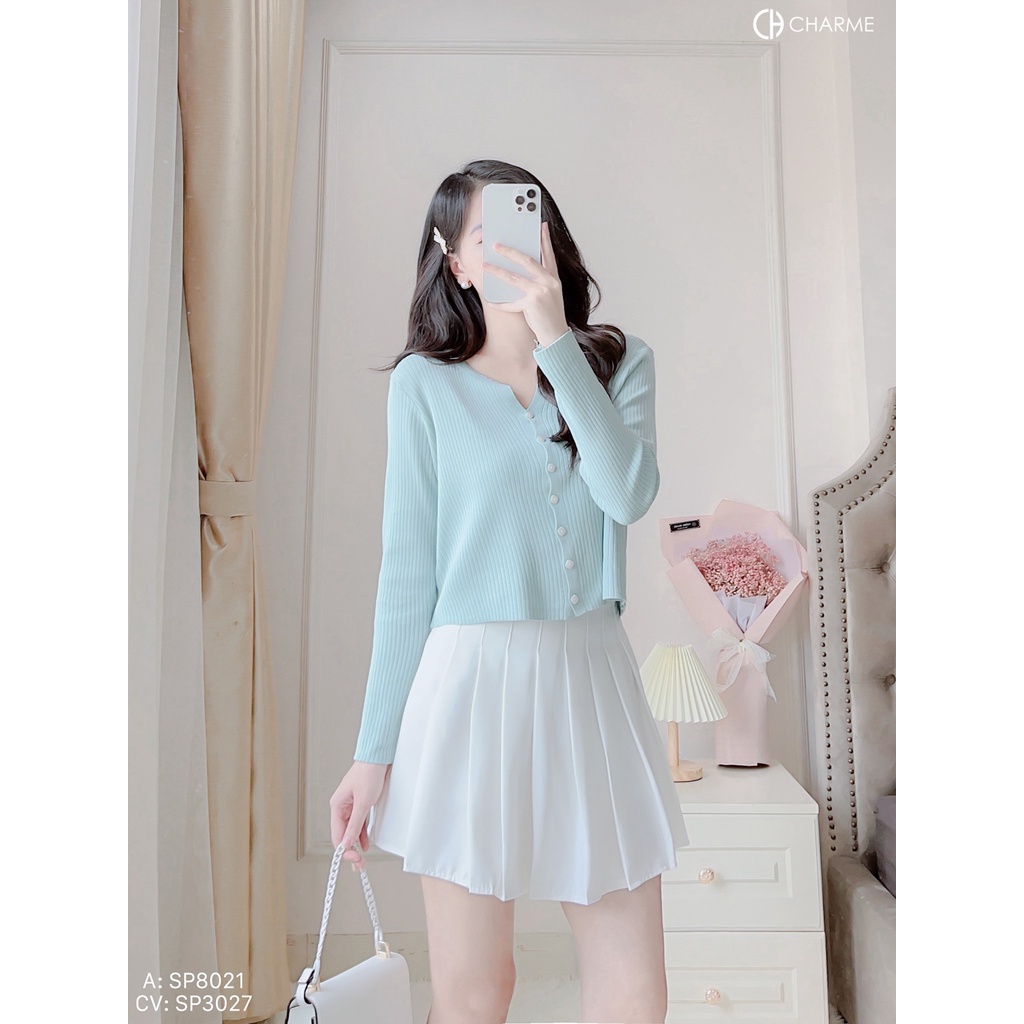 Áo khoác len nữ dáng cardigan ngắn thiết kế Charme 8021