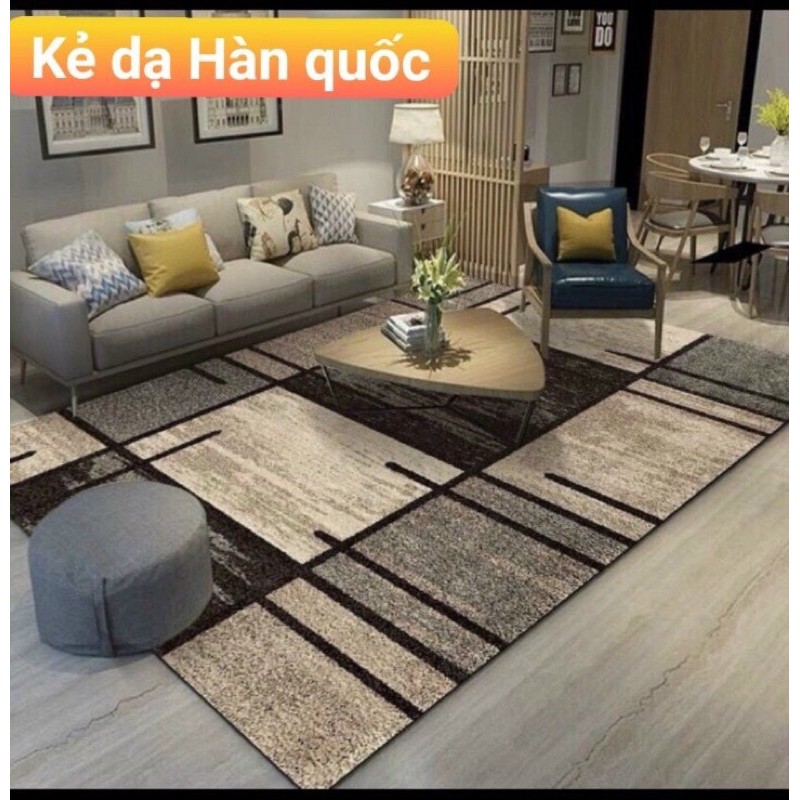 Thảm trải sàn bali 5D mẫu ô vuông xanh 1m6x2m3