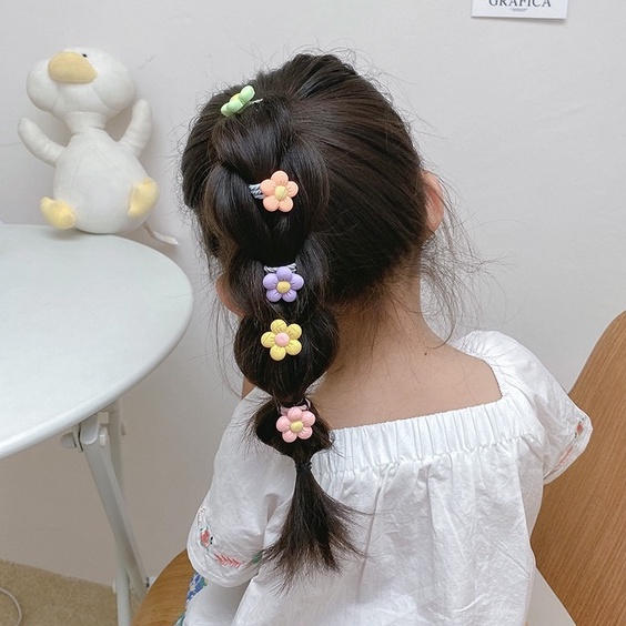 Set 10 dây buộc tóc cho bé, đính hoạ tiết xinh xắn, dễ thương