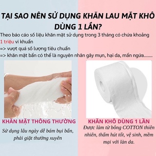 Khăn Lau Mặt Khô Dùng 1 Lần Mềm Mại Đa Năng Animerry, Khăn Tẩy Trang Cotton (40 khăn/ cuộn)