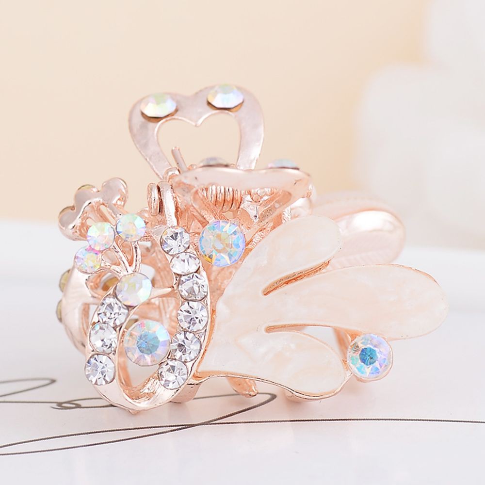 Kẹp tóc hình chim công đính kim cương giả xinh xắn dành cho nữ