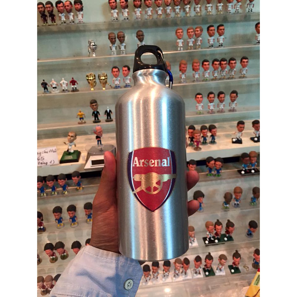 [FREESHIP 99K]Bình nước nhôm logo Arsenal, real madrid, chelsea, liverpool, barcelona, manchester united