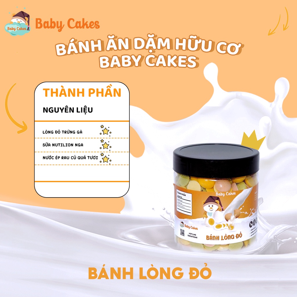 Bánh Ăn Dặm Cho Bé, Bánh Lòng Đỏ Vị Trái Cây Rau Củ Quả Handmade BABYCAKES Chính Hãng