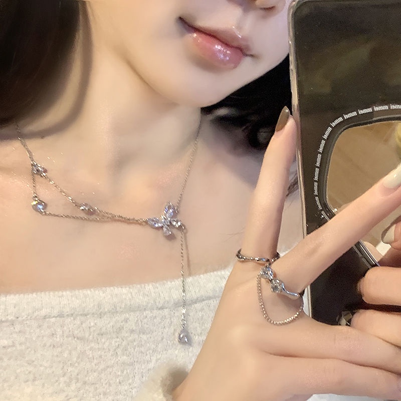 Vòng cổ Mặt Hình Bướm Đính Đá Zircon Sang Trọng Cho Nữ