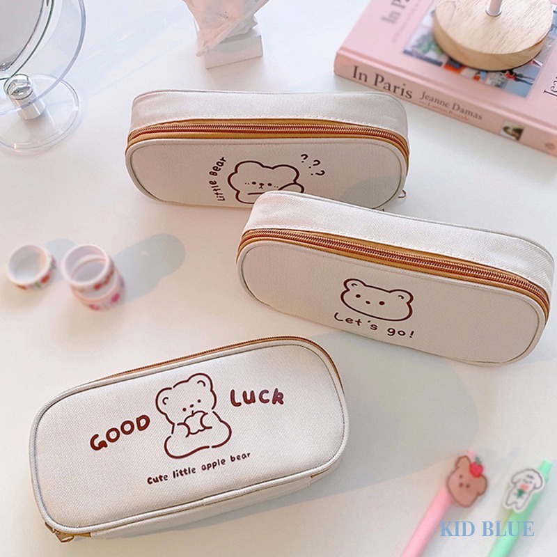 Túi Đựng Bút Bằng Vải Canvas Cỡ Lớn Thiết Kế Đơn Giản Dành Cho Nữ Sinh