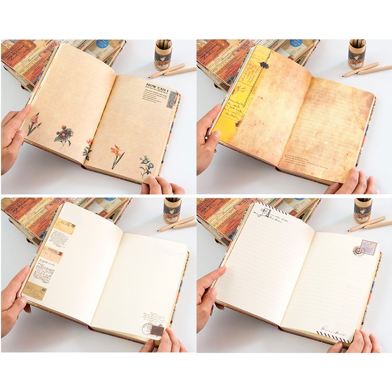 DecorMe Sổ tay vintage khổ A5 phong cách cổ điển sử dụng ghi chép, làm bullet journal