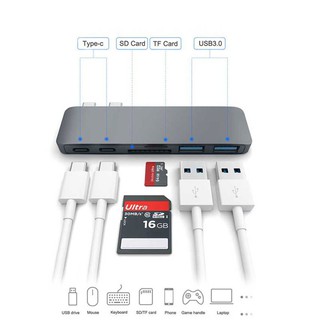 Thunderbolt 3 USB C Hub to PD/USB-C Date/TF/SD Card Reader/Hub 3.0 Adapter for MacBook Pro/Air 2018 Type-C
