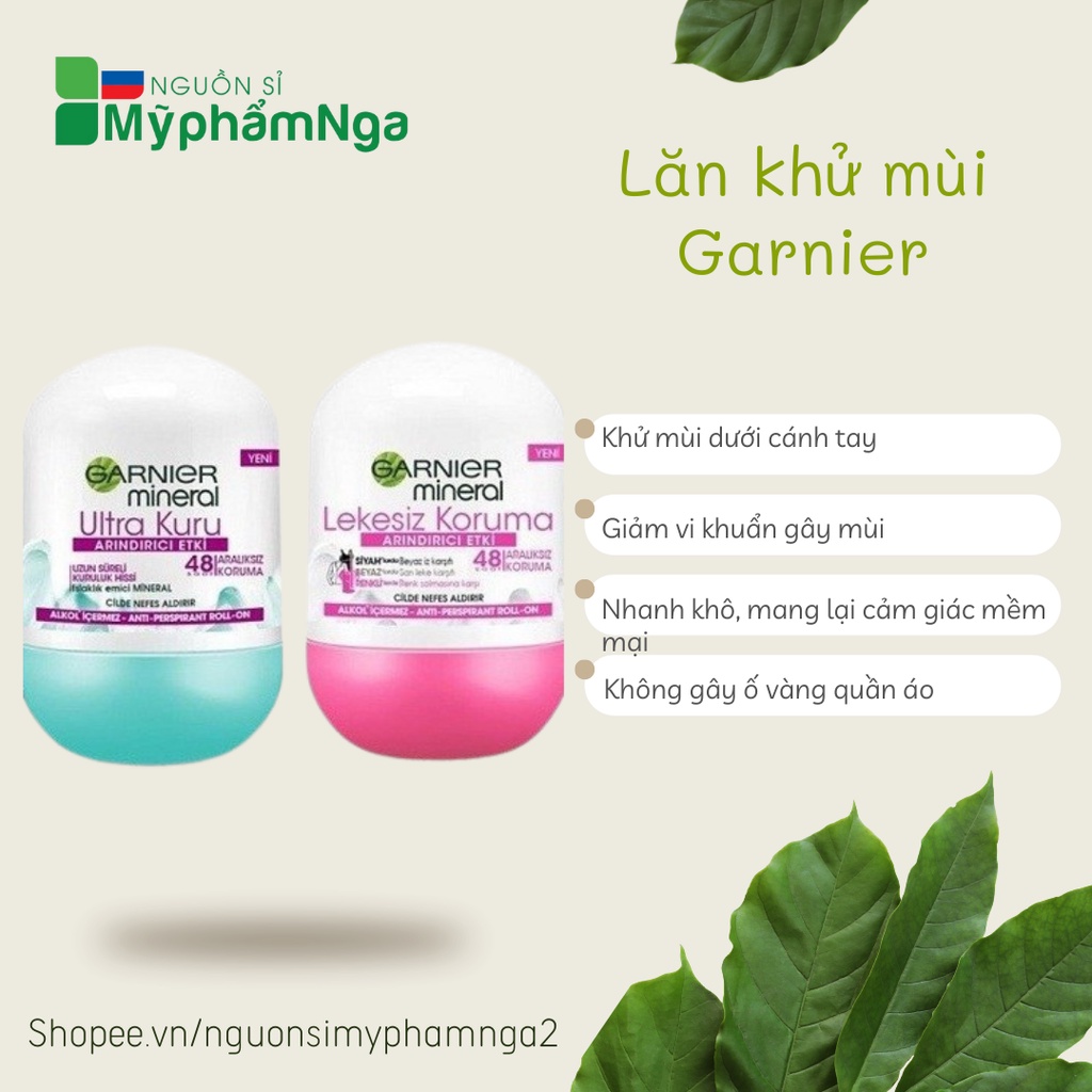 Lăn khử mùi Garnier  Mineral Invisible ngăn ngừa mồ hôi, khô thoáng vùng dưới cánh tay