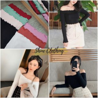 (Freeship từ 50k) [ tay ngắn và tay dài ] Áo croptop trễ vai