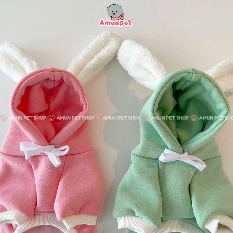 Áo Hoodie Cho Chó Mèo Tai Thỏ Mùa Thu Đông Mẫu Áo Khoác Có Mũ Cho Thú Cưng Đáng Yêu Quần Áo Thời Trang Amun Pet