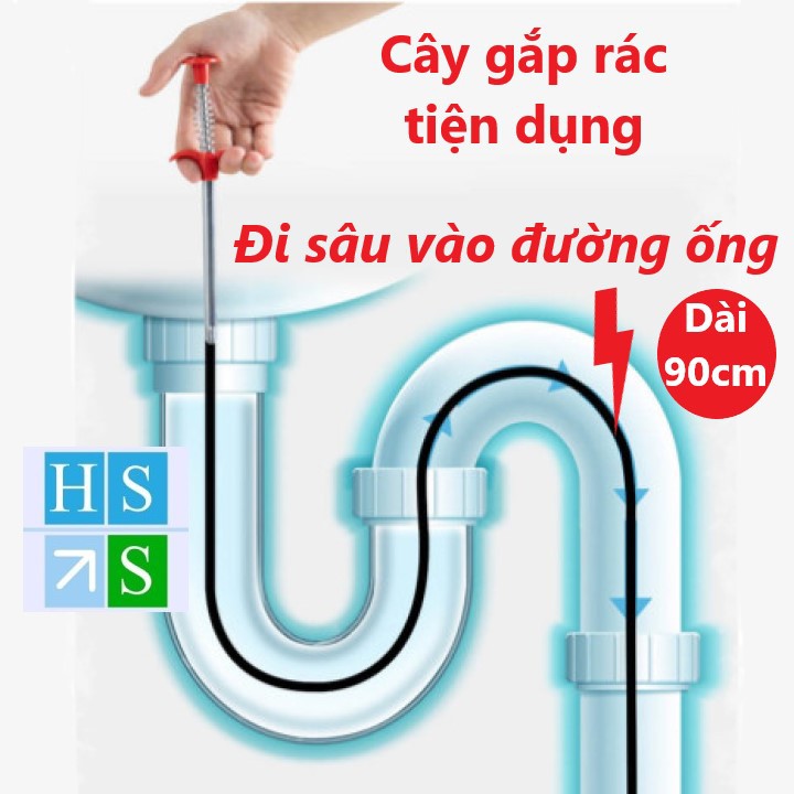 DỤNG CỤ GẮP RÁC ( Dài 90cm ) que móc rác cây thông tắc bồn chậu rủa nhà vệ sinh nhà tắm ống cống SIÊU TIỆN LỢI - HS Shop