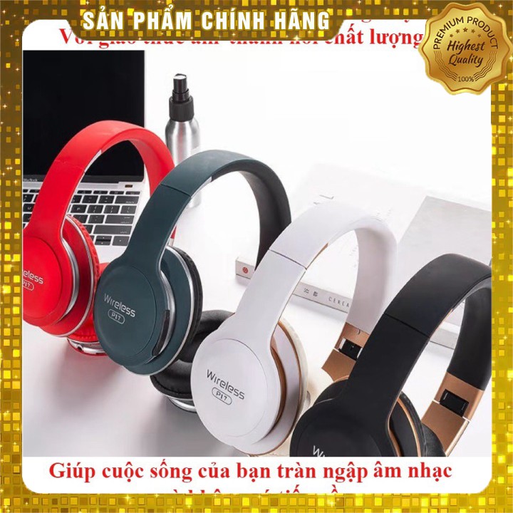 Tai Nghe Chụp Tai Bluetooth P17 Đệm Tai Mỏng Êm Không Gây Đau Tai - Tai Nghe Trùm Đầu Chống Ồn Kết Nối Nhan