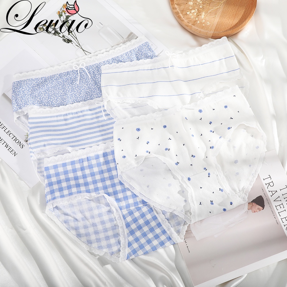 Quần lót LEVAO eo giữa bằng cotton cho nữ