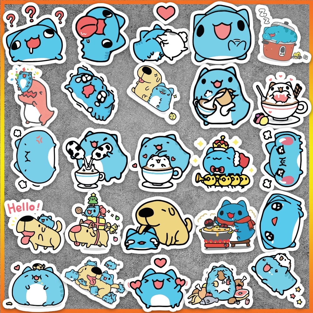 Set 50 cái Sticker Capoo chống nước, hình dán Bugcat Capoo cute dán vali, điện thoại, laptop